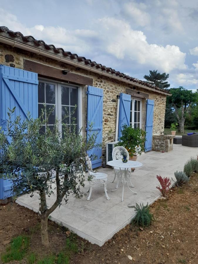 La Petite Maison Bleue Avec Piscine Loubejac Exterior photo